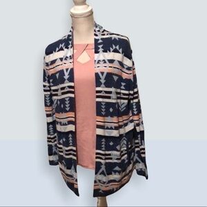 Lands End cardigan, native design, pink & blue, M/P